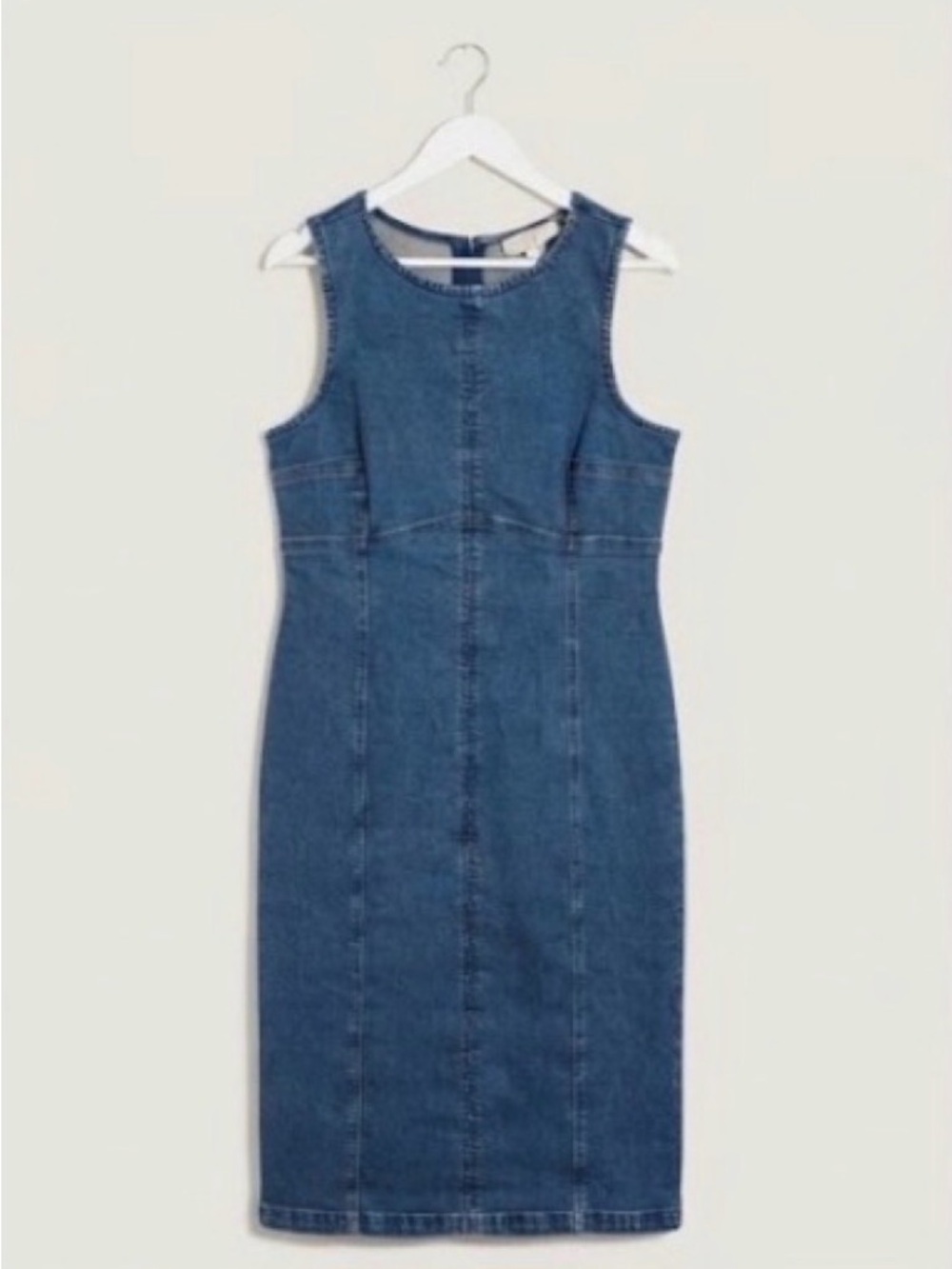 LOFT Sleeveless Denim Sheath Dress | Size 10 - Picture 2 of 5